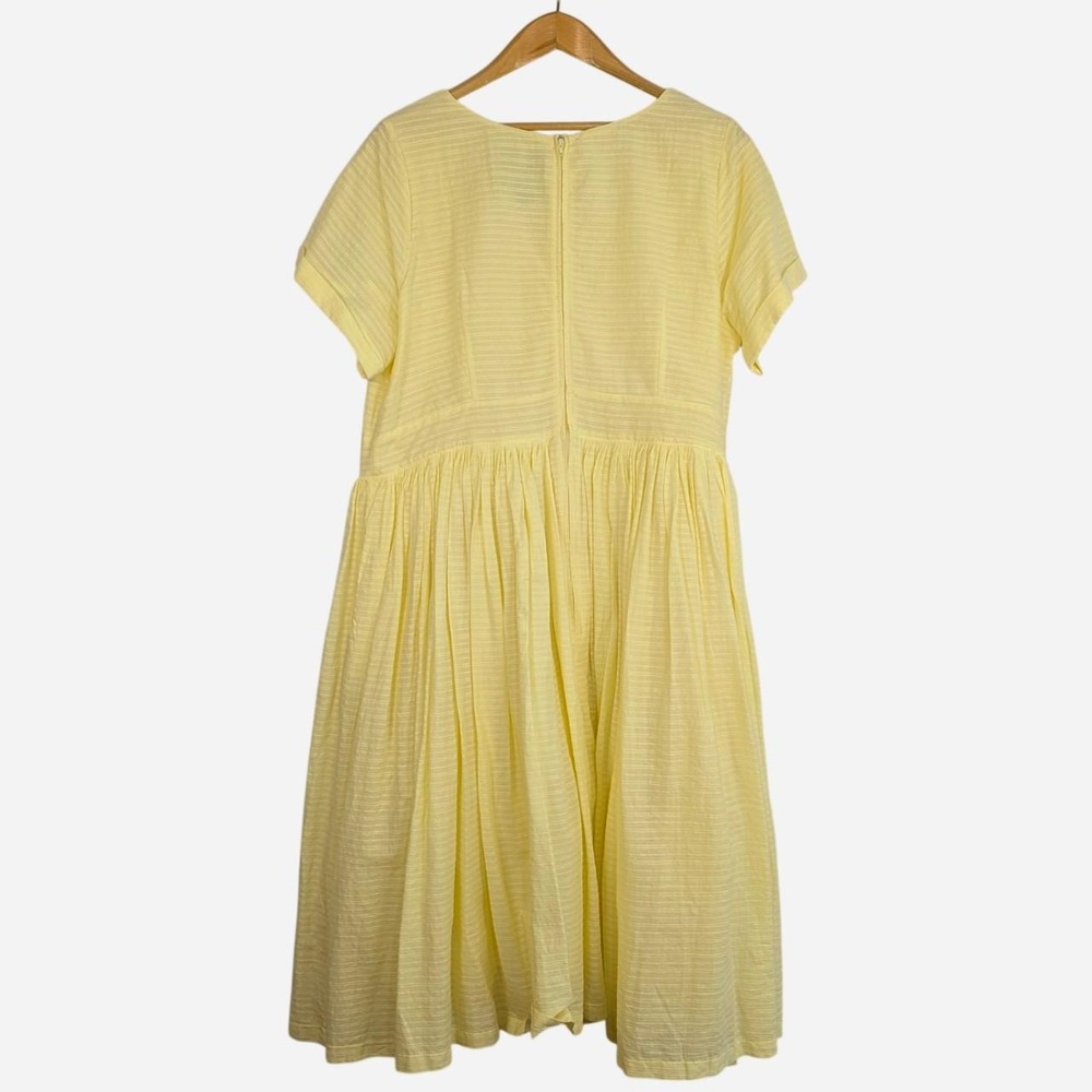 ModCloth Fabulous Fit & Flare Shirt Dress Pockets Butter Yellow 20 - Picture 6 of 9